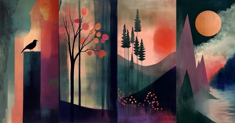 Vibrant Gradient Silhouettes - Midjourney style sref code