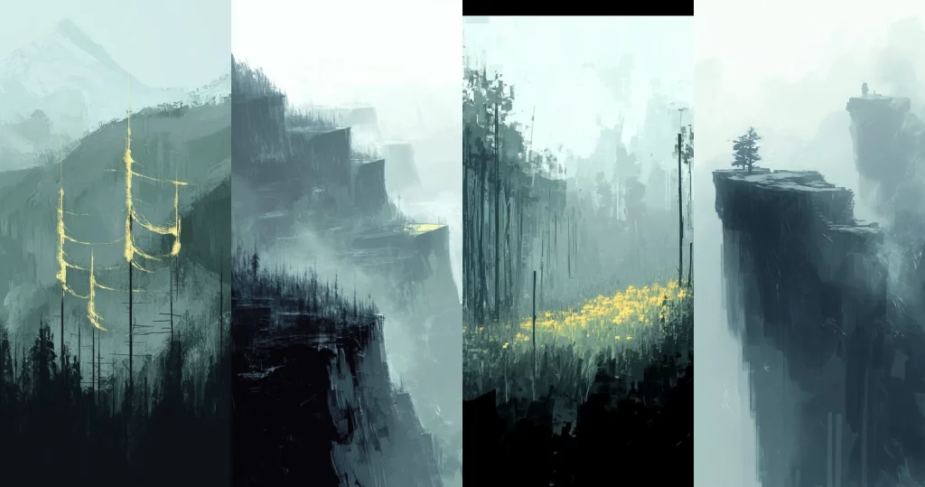 Muted Landscapes with Sharp Highlights - Midjourney style sref code