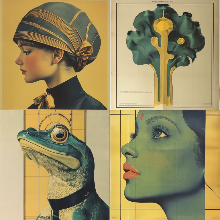 Retro Yellow Green Illustration - Midjourney style sref code