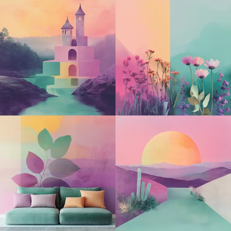 Pastel Dreamscape with Geometric Forms - Midjourney style sref code 