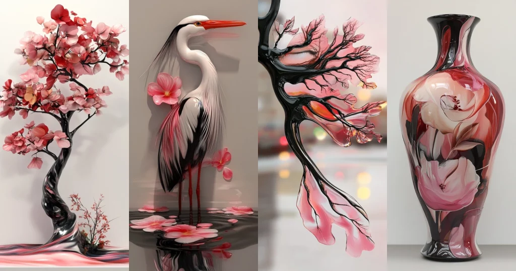 Glossy Black-Red Flow - Midjourney style sref code