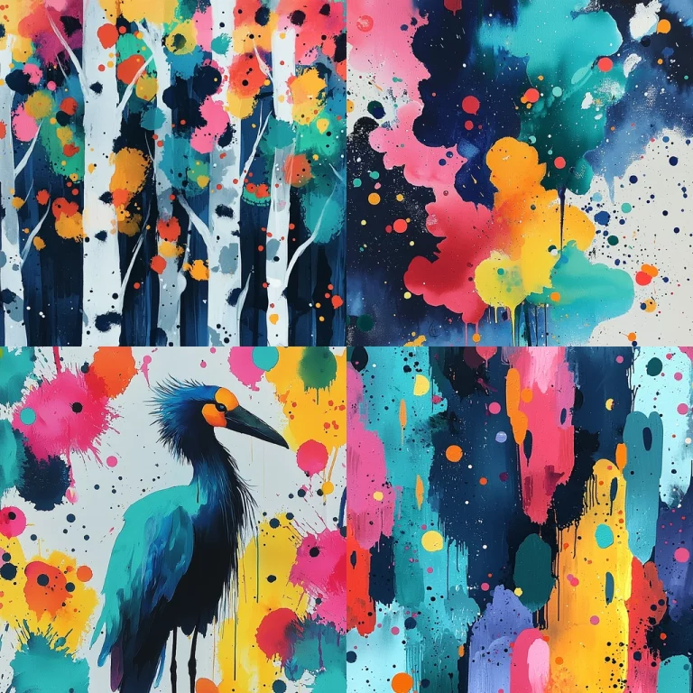 Color-Splashed Forest Abstraction - Midjourney style sref code