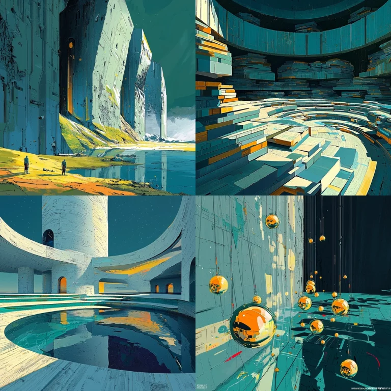 Architectural Cyan Dreamscapes - Midjourney style sref code