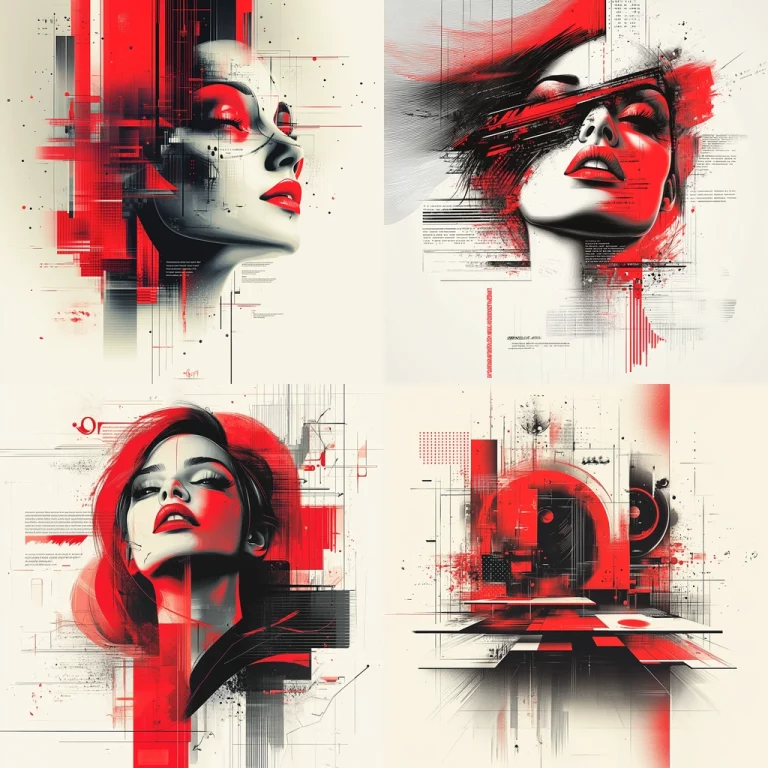 Red and Black Graphic Dynamics - Midjourney style sref code