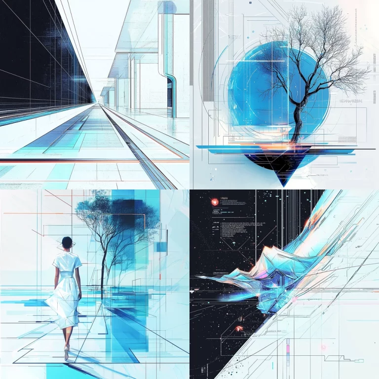 Geometric Cyan Precision - Midjourney style sref code