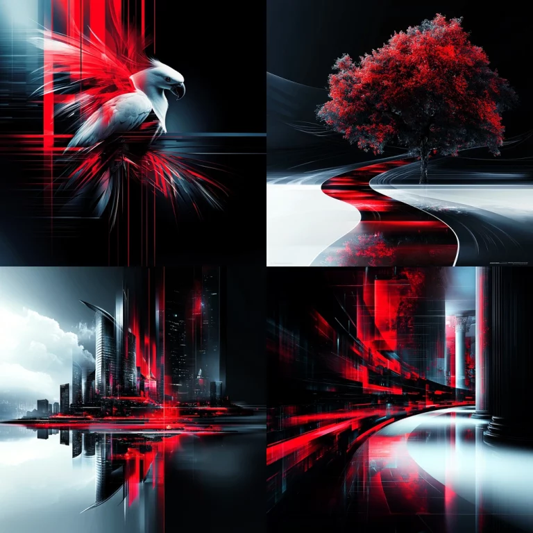 Dynamic Red on Monochrome - Midjourney style sref code