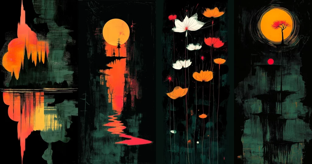 Vivid Contrasts and Silhouettes - Midjourney style sref code