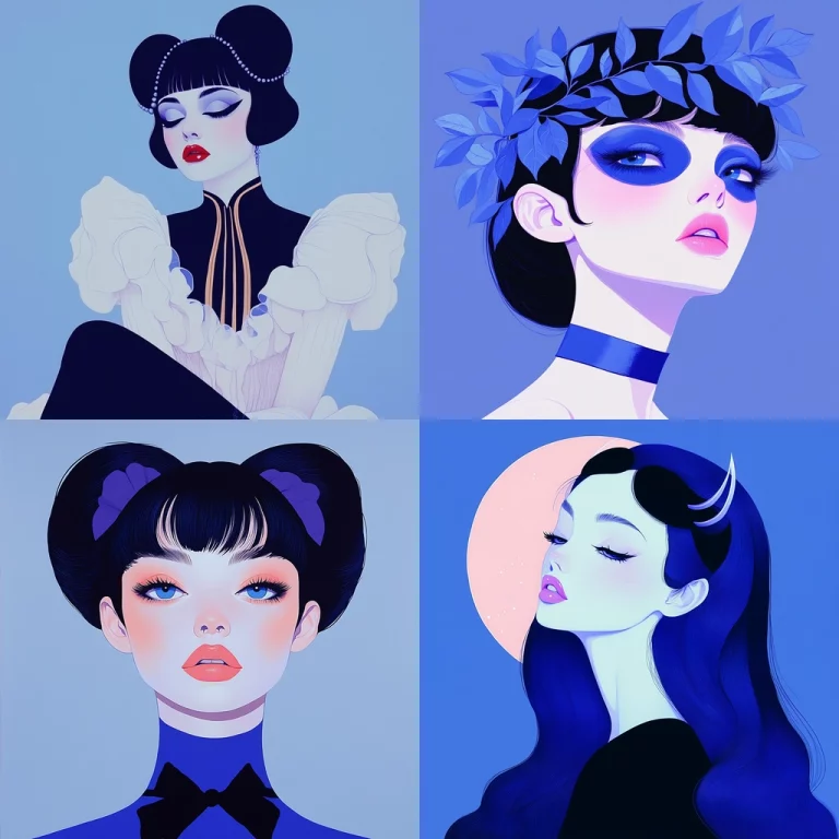 Muted Blue with Silhouette Shadows - Midjourney style sref code