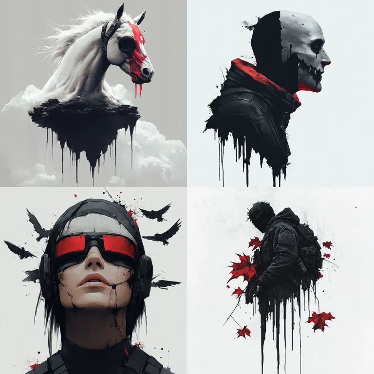 Dripping Monochrome Contrast - Midjourney style sref code