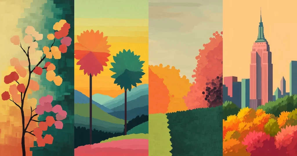 Geometric Shapes with Bold Colors - Midjourney style sref code