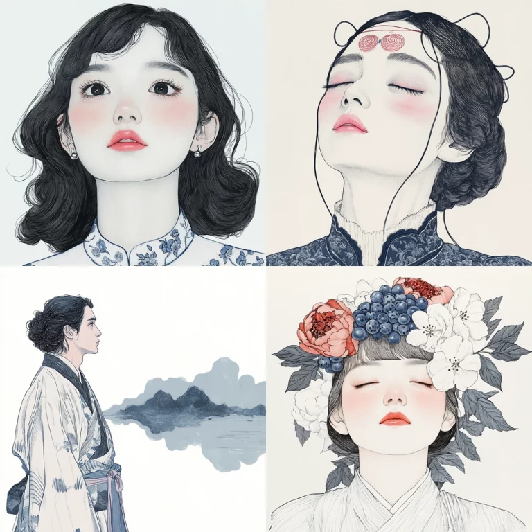 Delicate Ink with Pastel Hues - Midjourney style sref code