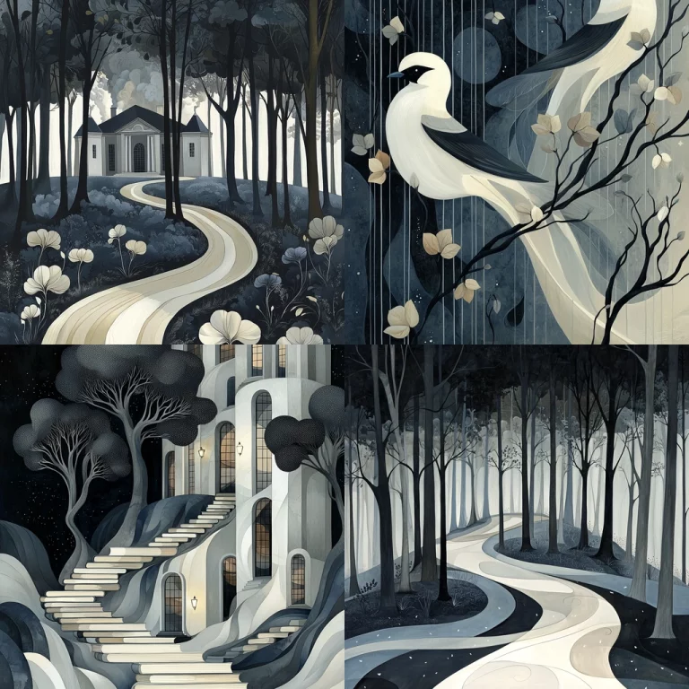 Monochrome Curved Lines - Midjourney style sref code