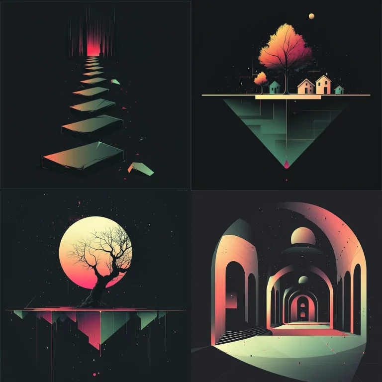 Vibrant Geometric Nightscape - Midjourney style sref code