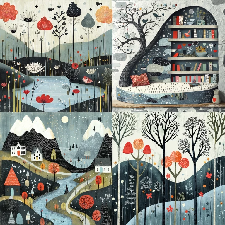 Whimsical Gray and Red Contrast - Midjourney style sref code