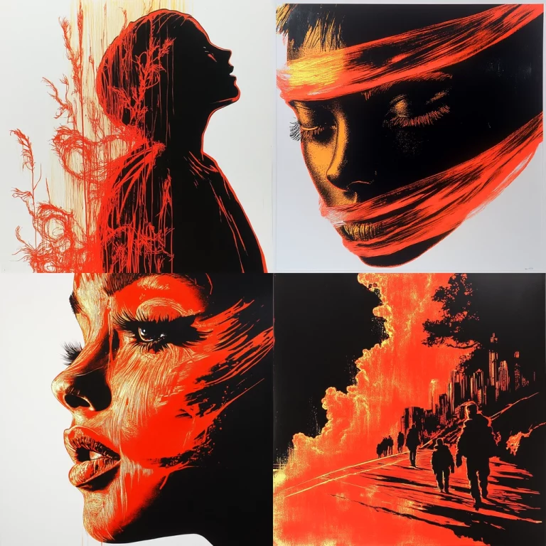 Intense Red Silhouette - Midjourney style sref code