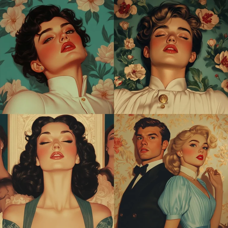 Floral Retro Portraits - Midjourney style sref code