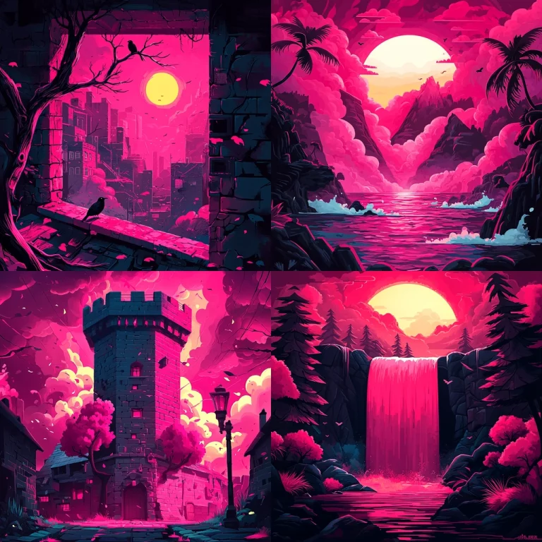 Vivid Neon Sunset Contrast - Midjourney style sref code