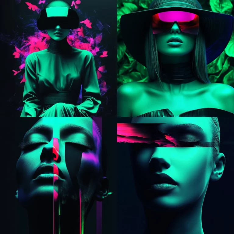 Neon Glowing Green and Pink - Midjourney style sref code