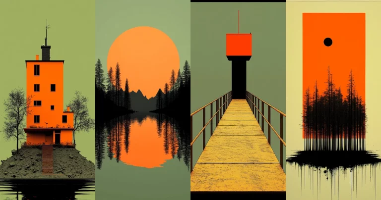 Muted Earth with Bold Orange - Midjourney style sref code