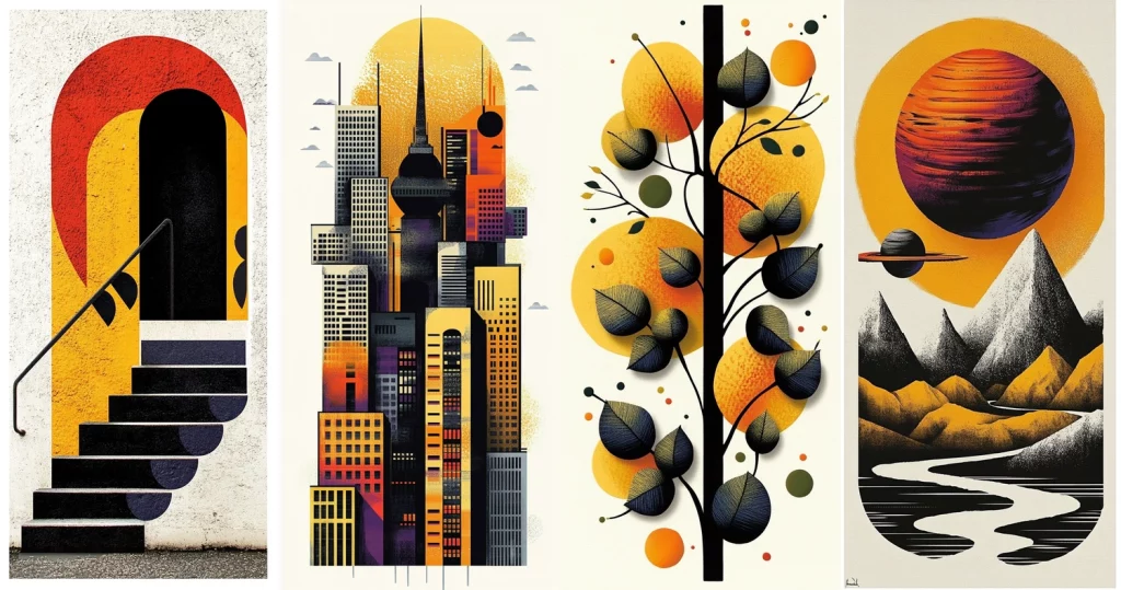 Geometric Gradient Montage - Midjourney style sref code