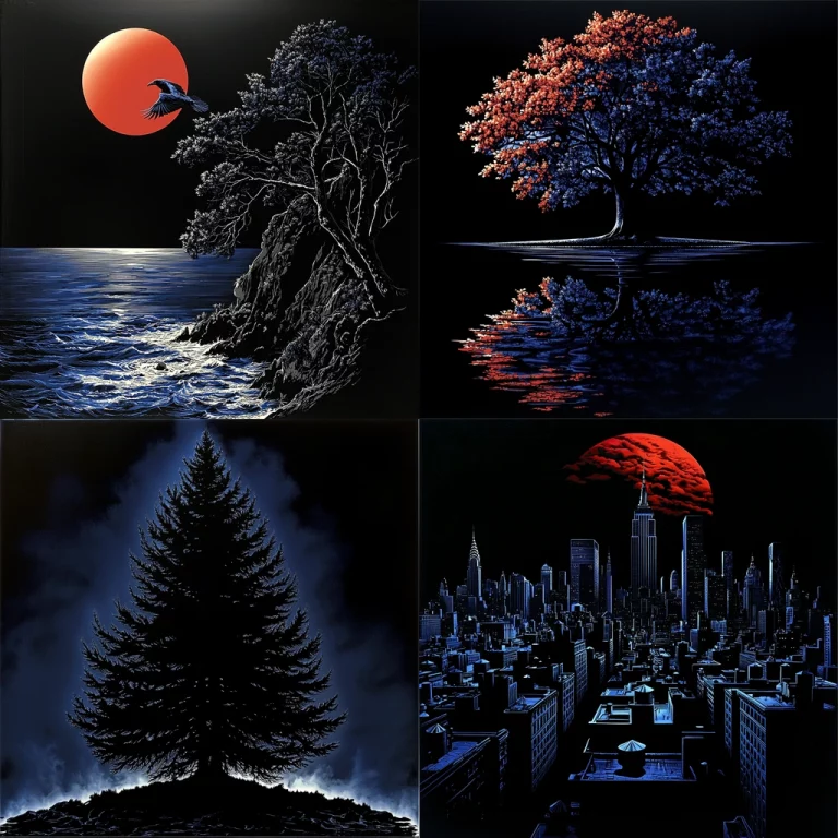 Night Glow with Deep Contrast - Midjourney style sref code