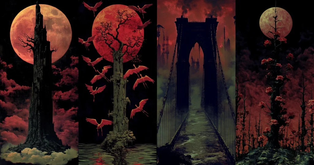 Dark Red Dreamscape - Midjourney style sref code