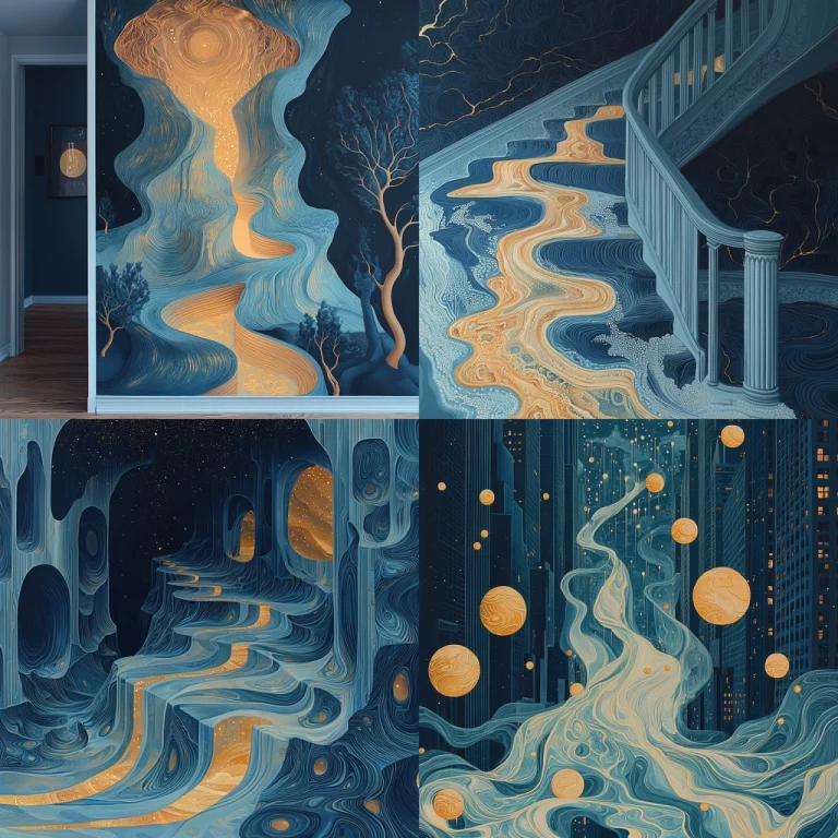 Dreamlike Blue and Gold Swirls - Midjourney style sref code