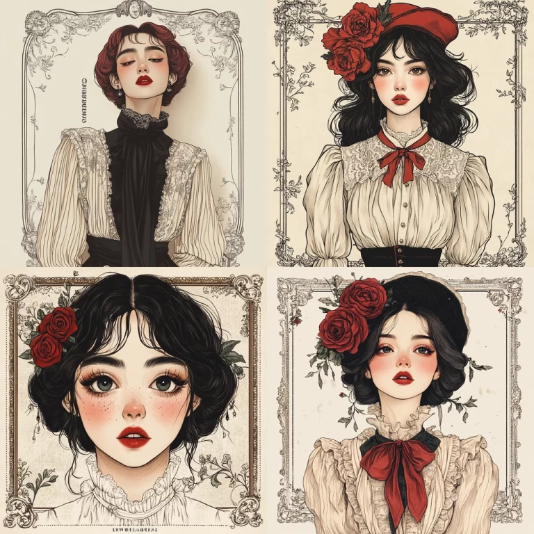 Vintage Floral Lace Illustration - Midjourney style sref code