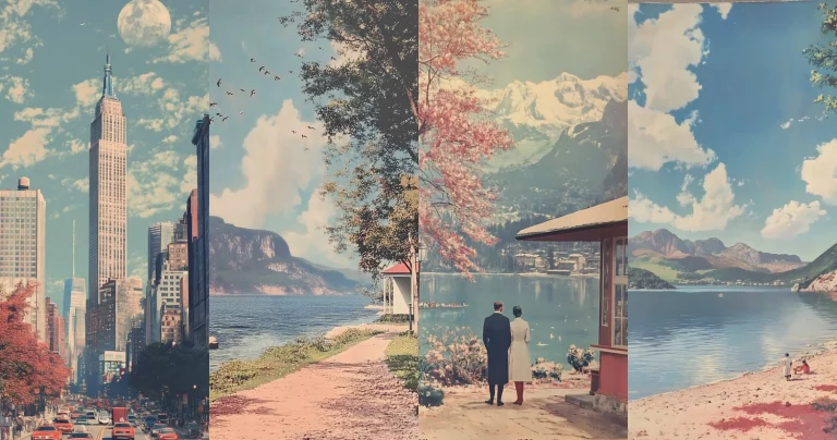 Vintage Pastel Urban-Nature Blend - Midjourney style sref code