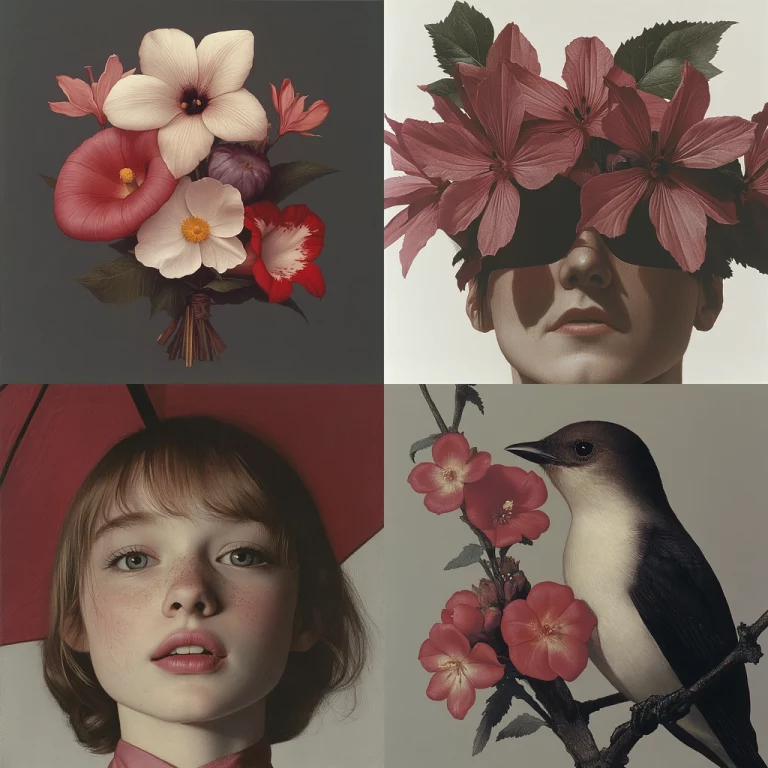 Rich Color Contrast Floral - Midjourney style sref code