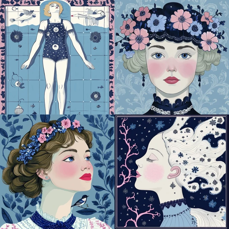 Pastel Floral Blues - Midjourney style sref code