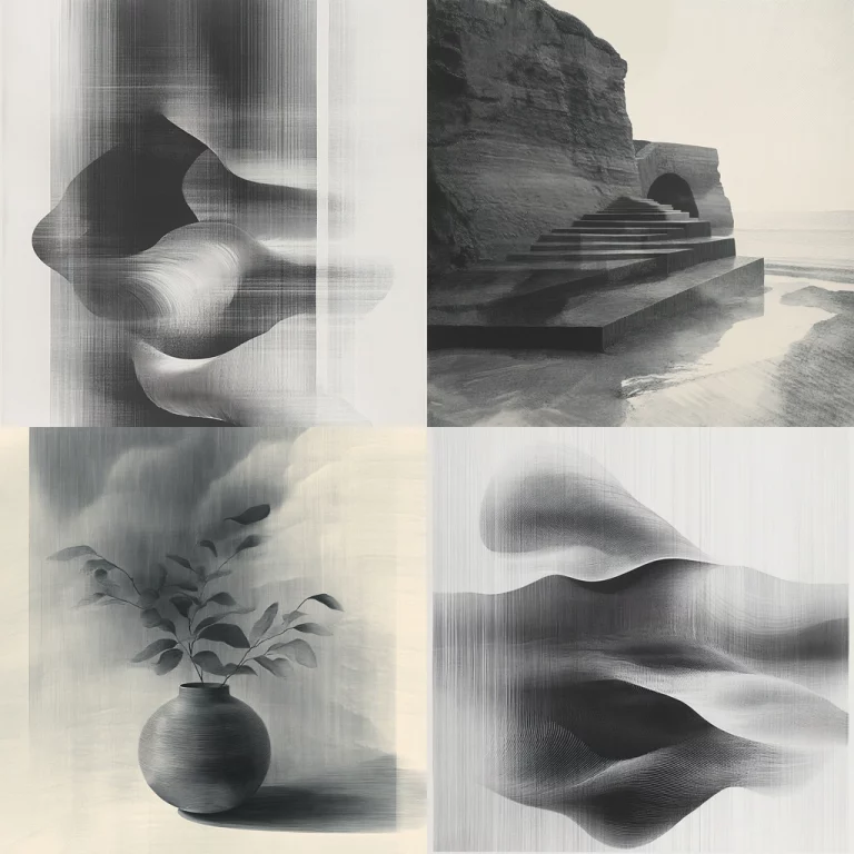 Minimal Gradient Textural Forms - Midjourney style sref code