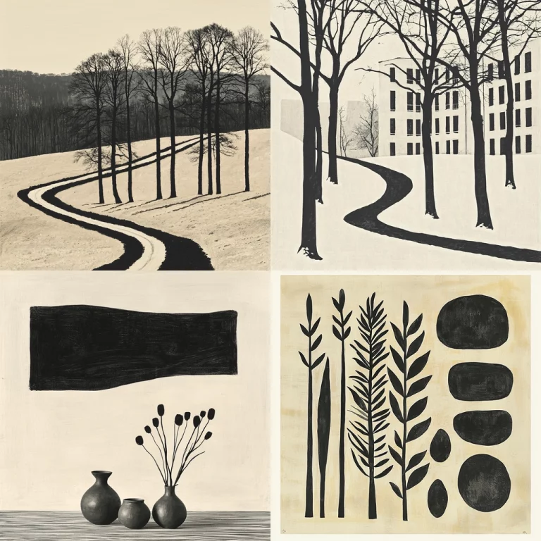 Monochrome Contrasts with Bold Lines - Midjourney style sref code