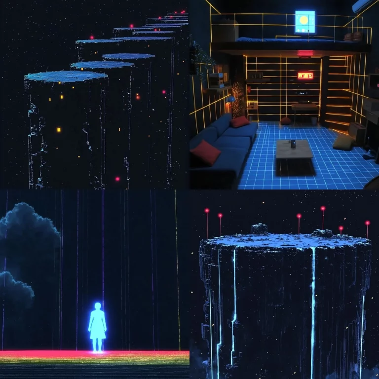 Neon Blue Cyberpunk Nightscape - Midjourney style sref code