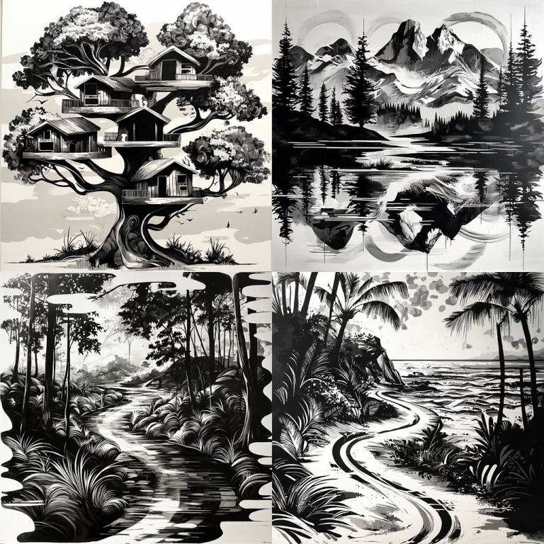 Black and White Nature Essence - Midjourney style sref code