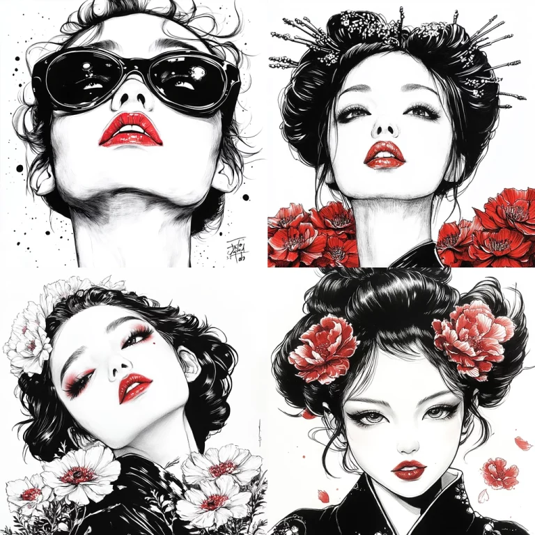 Monochrome Floral Contrast - Midjourney style sref code