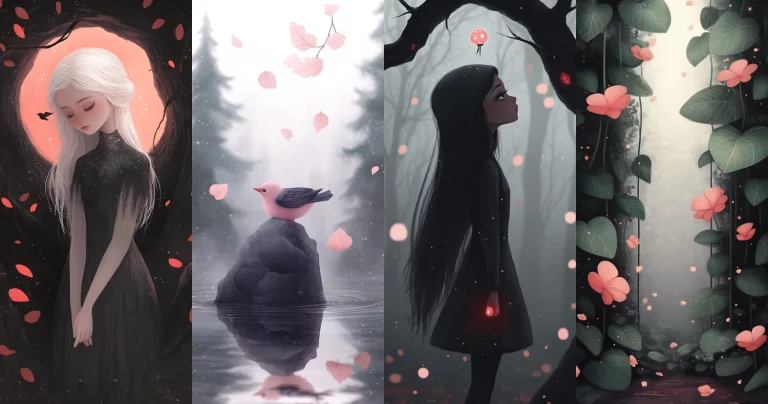 Dark Silhouette with Soft Pink Contrast - Midjourney style sref code