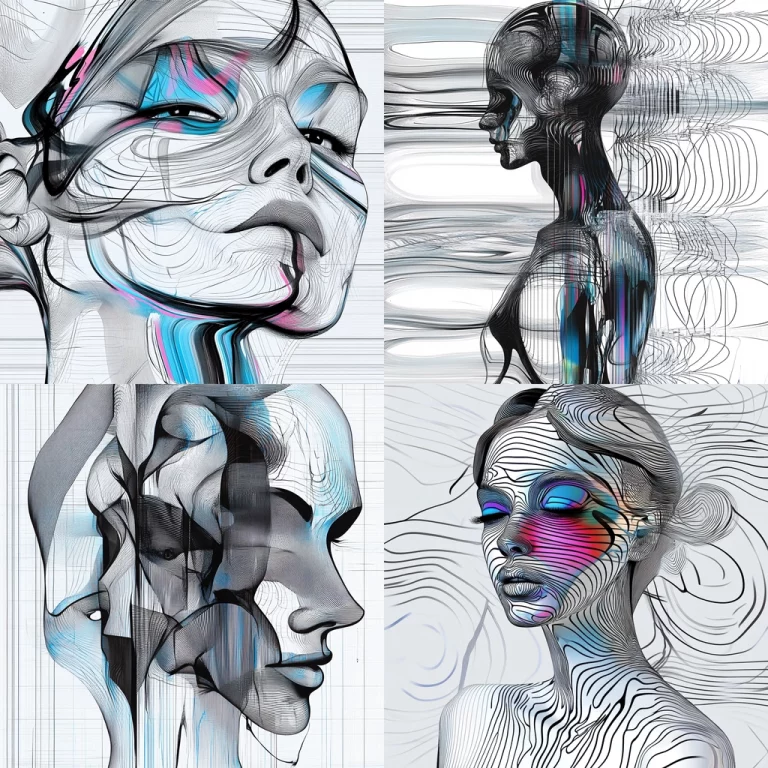 Monochrome Line Abstraction - Midjourney style sref code