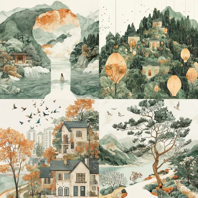 Green Shade Contrast Scenics - Midjourney style sref code