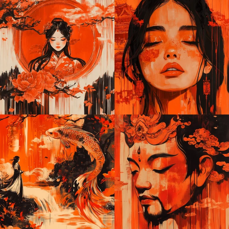 Vibrant Orange Watercolor Harmony - Midjourney style sref code