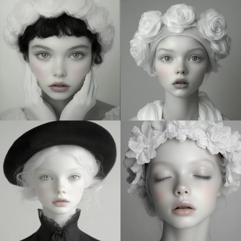 Monochrome Floral Headpieces - Midjourney style sref code