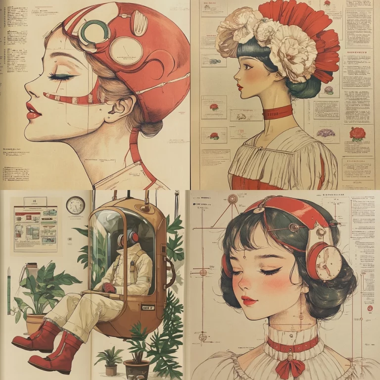 Vintage Illustration with Red Accents - Midjourney style sref code