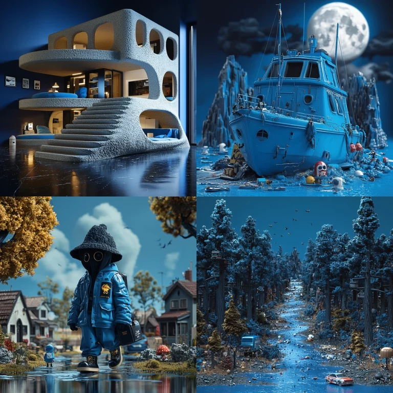 Modern Blue Surrealism - Midjourney style sref code