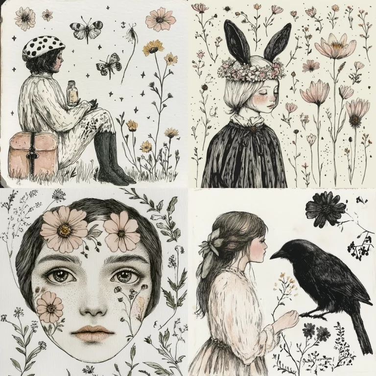Whimsical Ink Botanical - Midjourney style sref code