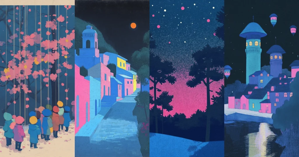 Neon Nightscape Contrast - Midjourney style sref code