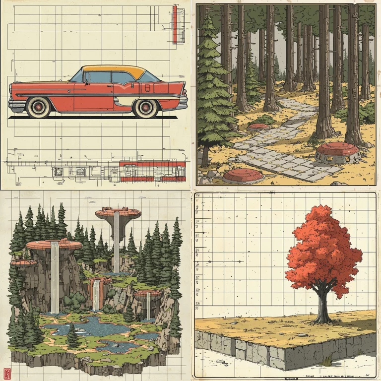 Retro Graphical Grid Aesthetic - Midjourney style sref code