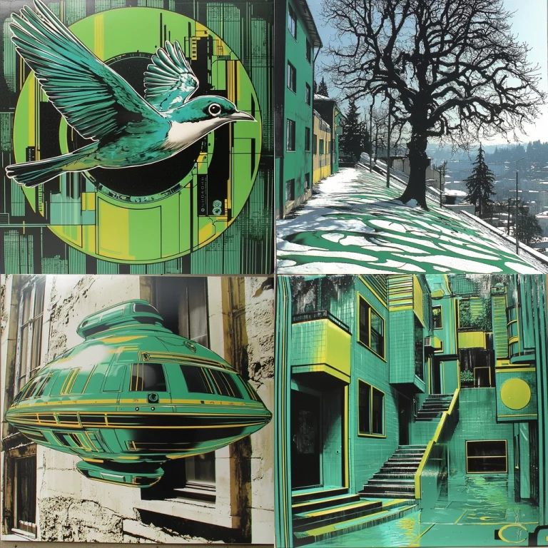 Geometric Contrast in Saturated Greens - Midjourney style sref code