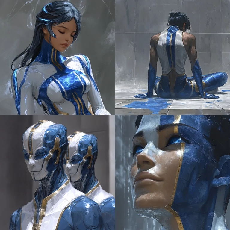 Blue Metallic Armor Look - Midjourney style sref code Blue Metallic Armor Look - Midjourney style sref code