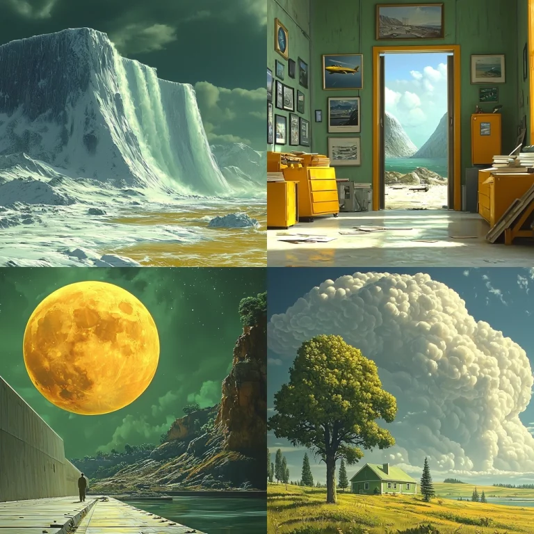 Surreal Landscape with Yellow Accents - Midjourney style sref code