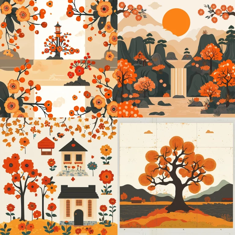 Warm Floral Scenic Design - Midjourney style sref code